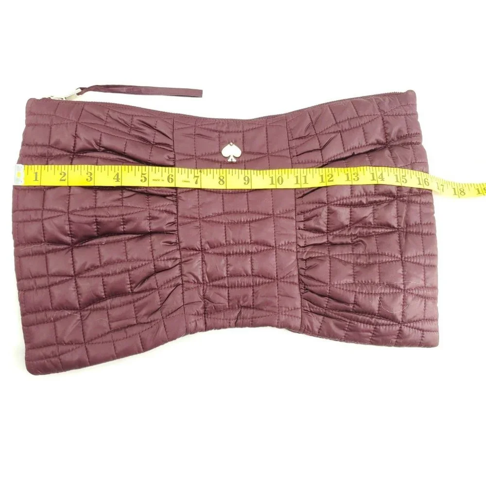 Kate Spade Womens Plum Quilted Classic Clutch Pouch With Gold Hardware